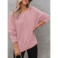 thumbnail image 3 of ZOELNIC Womens Waffle Knit Crewneck Sweatshirts Long Sleeve Side Slits Casual Pullover Sweatshirt Tops, S, 3 of 6