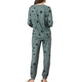 thumbnail image 3 of Conjunto de pijama de manga larga para mujer INSPIRE CHIC, sudadera de punto con estampado de estrellas, 2 piezas, ropa de dormir, L gris, 3 of 6