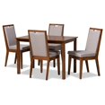 thumbnail image 1 of Juego de comedor de 5 piezas de madera con acabado marrón nogal y tapizado de tela gris moderno y contemporáneo de Baxton Studio Rosa Baxton Studio Rosa-Grey/Walnut-5PC Dining Set, 1 of 2