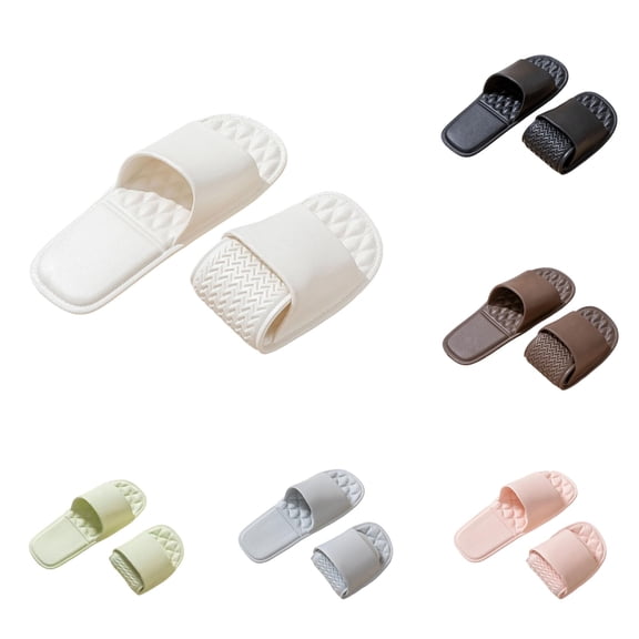 oqasdz Womens Slippers Portable Travel Shower Slippers for Solid Color Soft Lightweight Indoor Outdoor Hotel Swimming House Shoes,White