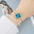 thumbnail image 6 of Watches Women Analog Quartz Watch Mosaic with Diamonds Bracelet Dress Watch for Female Waterproof Wristwatch with Rose Gold Bracelet, 6 of 7