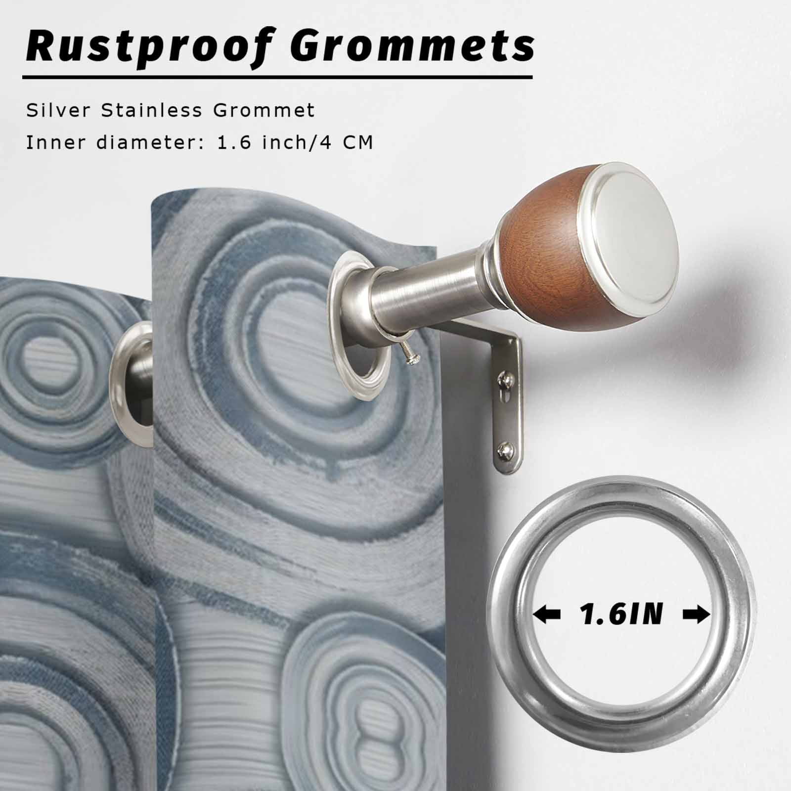 Abstract Circular Ripples Outdoor Curtains for Patio, Artistic Blue Geometric Fluid Rings Sunshade Privacy Drapes Grommet Waterproof Outside Curtains for Porch/Cabana/Balcony 54"x 108", 1 Panel