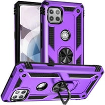 Military Grade Drop Impact for Moto One 5G Ace Case Motorola One 5G Ace G 5G Case 360 Metal Rotating Ring Kickstand Holder Heavy Duty Shockproof Case for One 5G Ace Phone Case (Purple)