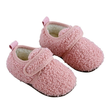 

Splozh Unisex Kids Toddler Slippers Socks Artificial Woolen Slippers with Non-Slip Rubber Sole Pink 7
