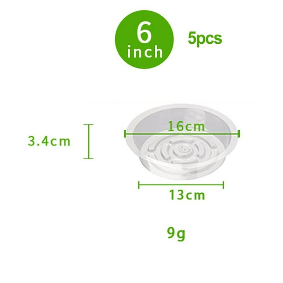 Leke 5/10 Pack Clear Thick Plastic Heavy Duty Sturdy Plant Saucer Drip Trays for pot