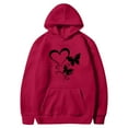 thumbnail image 3 of 2025 Tops Hoodies for Women Fall Fashion Hooded Sweatshirts Casual Loose Heart Butterflies Printed Outdoor Hoody Jackets Round Neck Long Sleeve Hoodie Pullover Winter Outwears with Pocket, 3 of 4