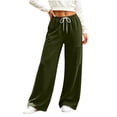 thumbnail image 2 of YHAJDS Women Straight Wide Leg Joggers Comfort Loose Fit Elastic Waist Solid Color Outdoor Casual Bottoms With Side Pockets, 2 of 8