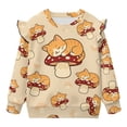 thumbnail image 5 of Xoenoiee Cat Mushroom Print Long Sleeve Girls Crewneck Sweatshirt Ruffle Shoulder Girls' Fashion Hoodies Sweatshirts Clothes, Size 7-8 Years, 5 of 7