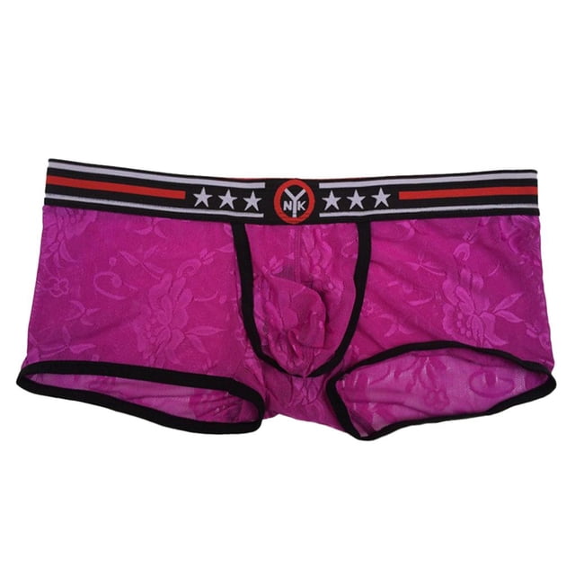 Pantalones cortos transparentes con de encaje para hombre Calzoncillos tipo baúl Ropa interior de tiro bajo METRO Baoblaze Ropa interior sexy