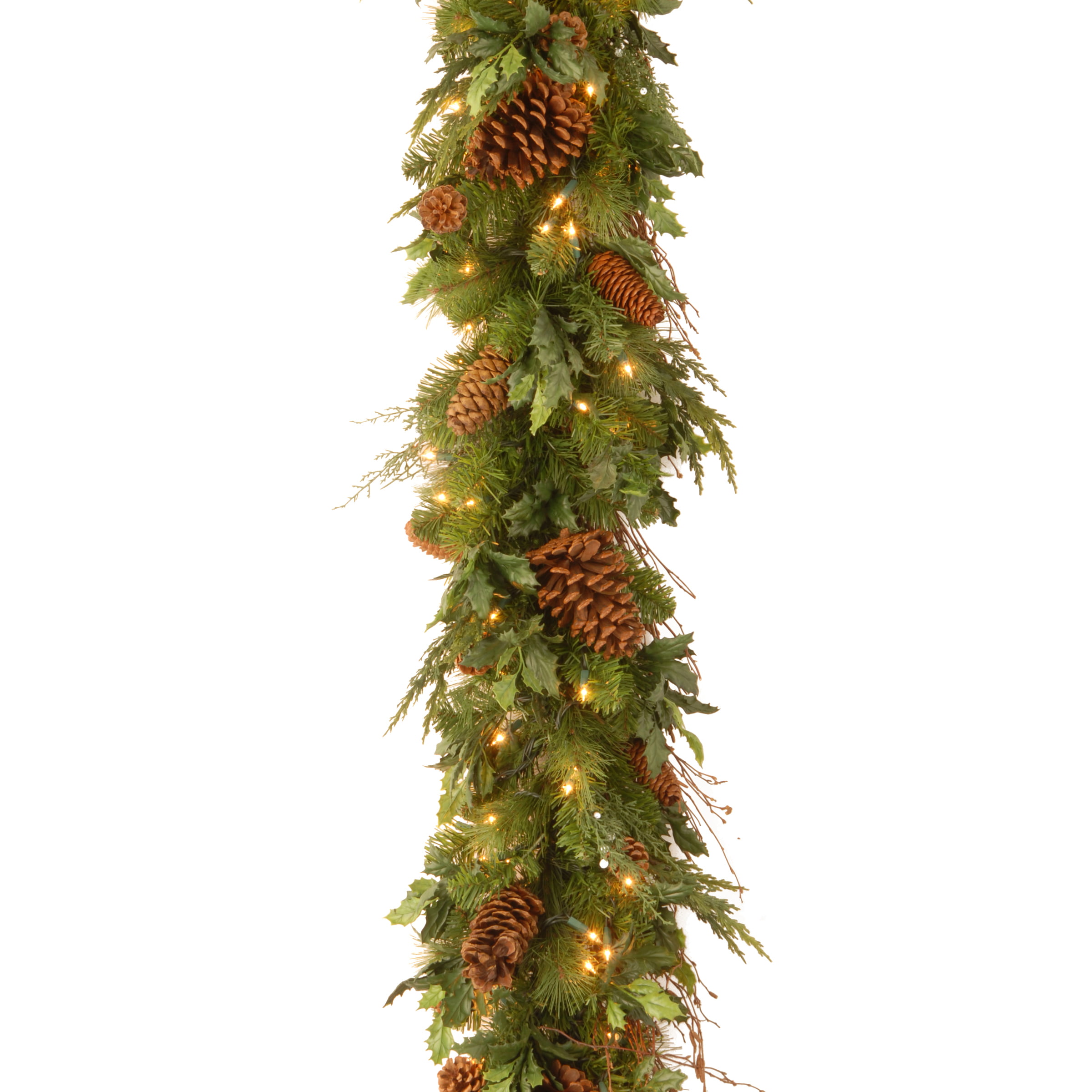 National Tree 6 ft Juniper Mix Pine Garland with LED Lights - Walmart ...