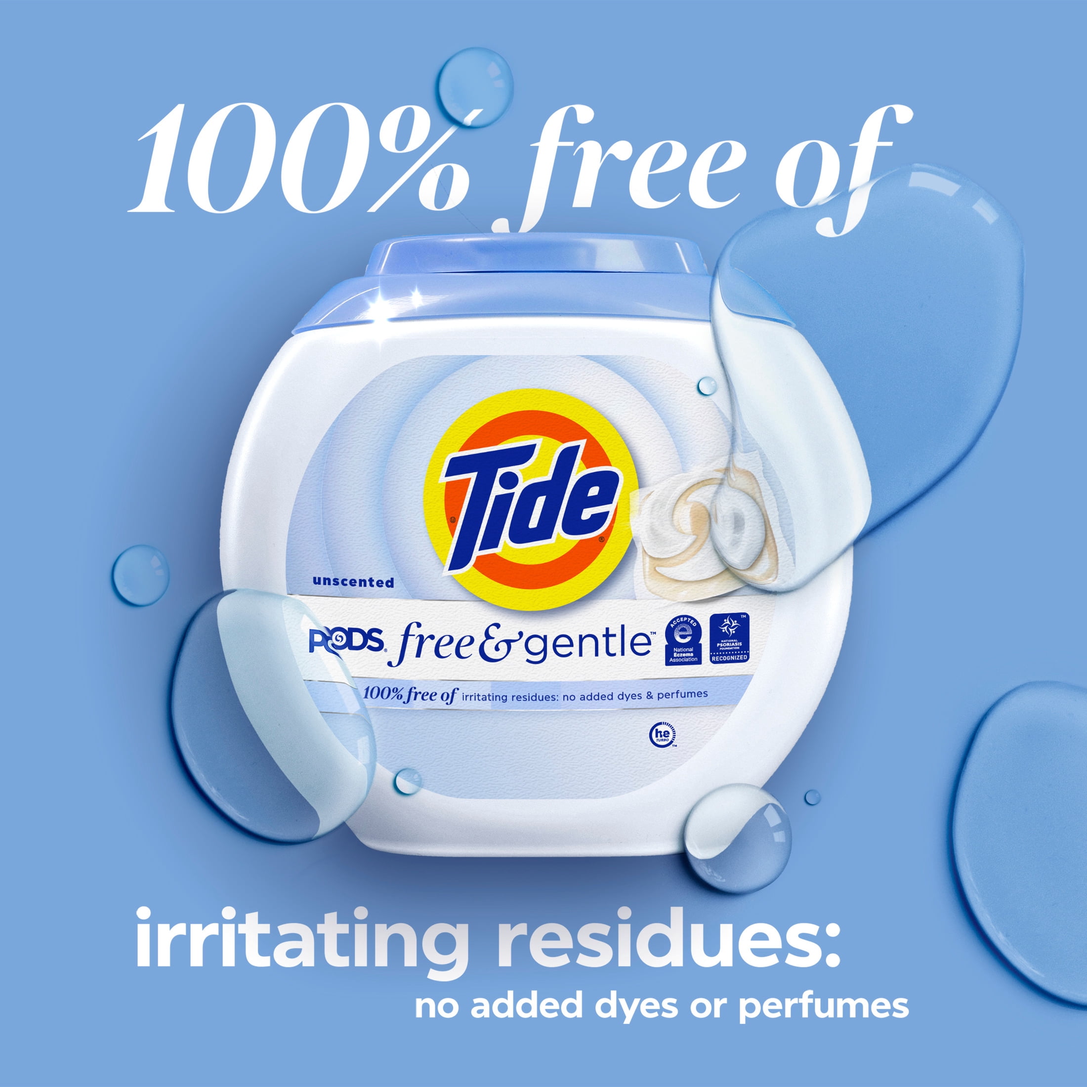(6 pack) Tide PODS Laundry Detergent Soap Pacs, Free and Gentle, Hypoallergenic, Unscented, 14 Count