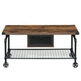 thumbnail image 5 of VECELO Coffee Table with Four Wheels, Movable Rectangular Cocktail Table with Drawer and Mesh Shelf for Home Office Living room, Brown, 5 of 9