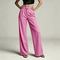 thumbnail image 4 of Tsivenald Womens Satin Wide Leg Pants High Waist Front Pleated Loose Baggy Solid Color Elegant Office Dress Trousers, 4 of 6