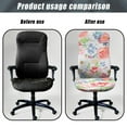 thumbnail image 4 of ZIATUBLES Home Office Chair Cover Computer Desk Rotating Chair Slipcover Removable Washable Stylish High Back Chair Protector Covers with Snap Button, S, Floral Bee White, 4 of 7