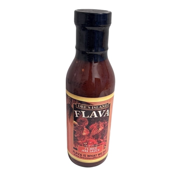 Dre’s Island Flava J’s Mild Jerk Sauce 14oz Caribbean Jerk Sauce for Wings, Chicken, Seafood, BBQ, Dipping & Grilling, No MSG