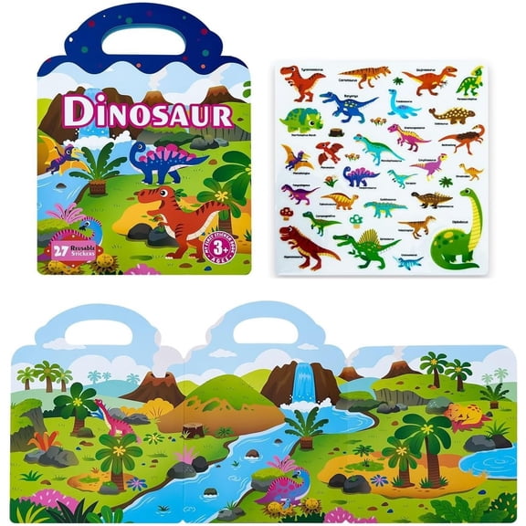 Reusable Sticker Books, Jelly Sticker Books,Travel Toys for 3 4 5 Year Old,7 Themes Early Education Reusable Washable Stickers For Learning Activities