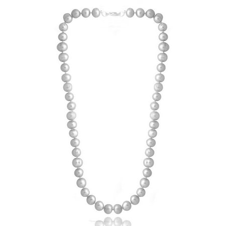 - 8-9mm Gray Freshwater Cultured Pearl Necklace, 18