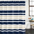 thumbnail image 3 of Navy Blue Khaki Striped Waterproof Fabric Shower Curtain,Gradient Horizontal Lines Waterproof Fabric Shower Curtain for Bathroom Curtains Bathtubs Hotel Shower Curtains with 12 Hooks Long 72x78in, 3 of 8