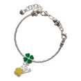 thumbnail image 2 of Delight Jewelry Silver-tone Small Yellow Paw - Good Luck Green Four Leaf Clover Charm Bead Dangle with Mini 2025, 2 of 4