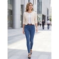 thumbnail image 2 of CHAQUETA DE JEAN CORTA SIN CUELLO PARA MUJERES CON MANGAS 3/4 EN COLOR BLANCO ROTO TALLA M, 2 of 6