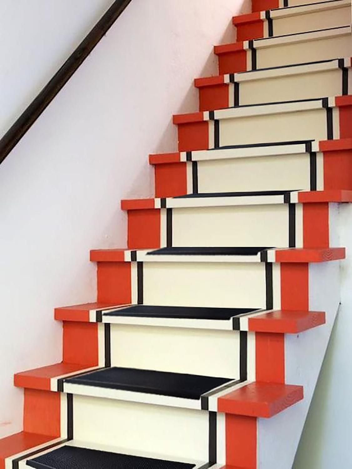 Ottomanson Rubber Collection Non-Slip Design Stair Treads, 10" X 30", 5 Pack, Black