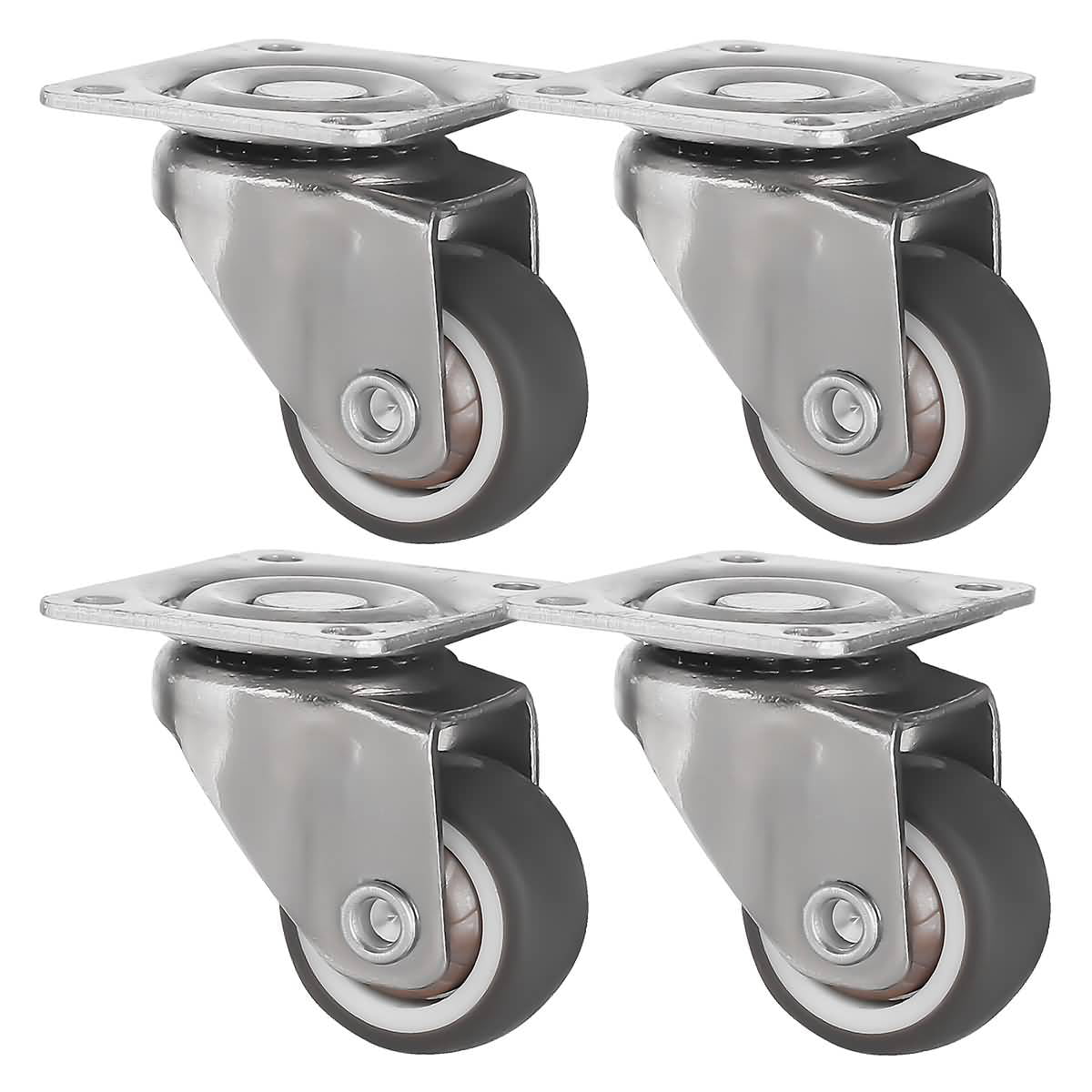 Details about   8 Pack 1-inch Low Profile Caster Wheels Soft Rubber Swivel Small & Silent 360 