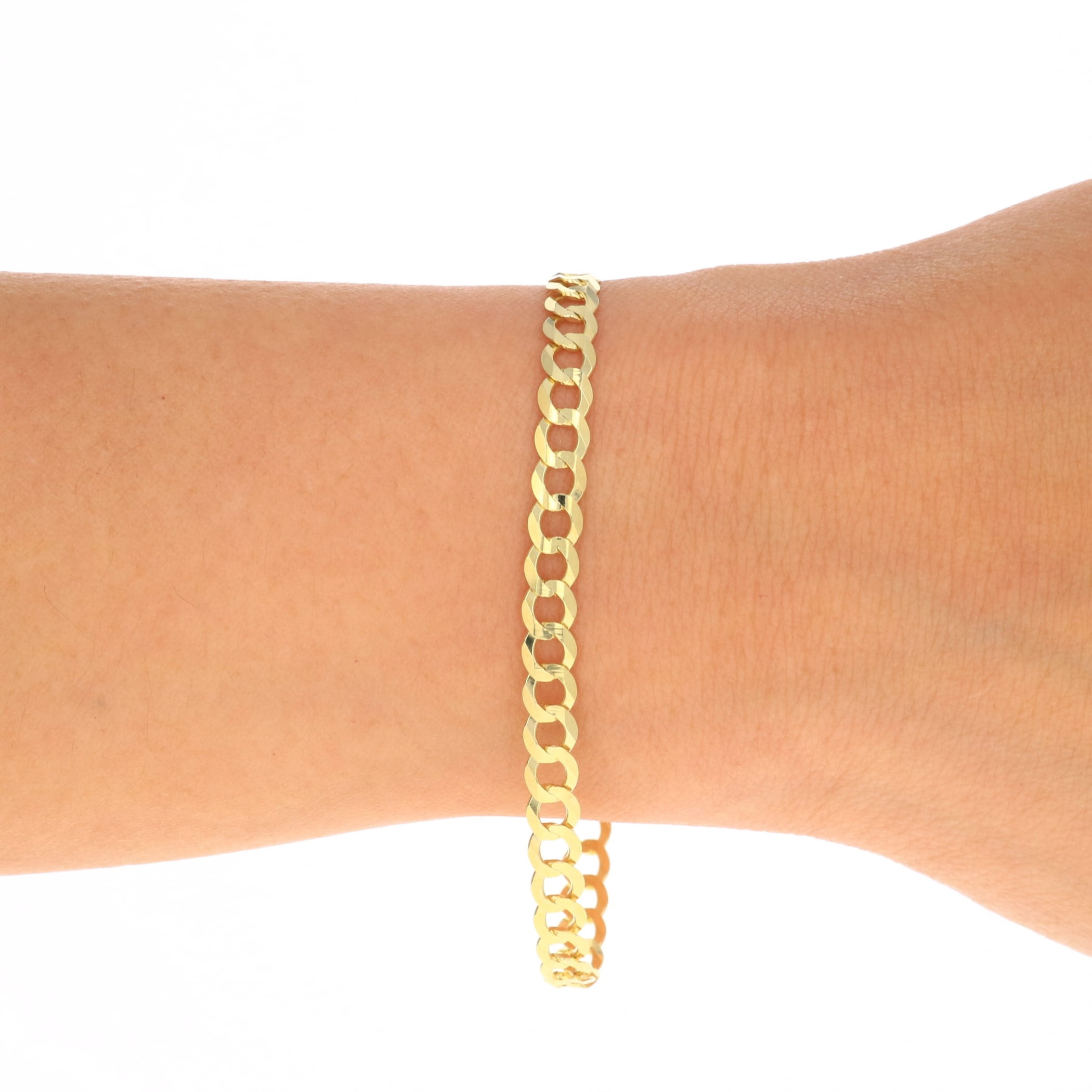 Nuragold 14k Real Yellow Gold Solid Cuban Curb Link 5mm Chain Bracelet (7"-9") Italian Jewelry for Men & Women