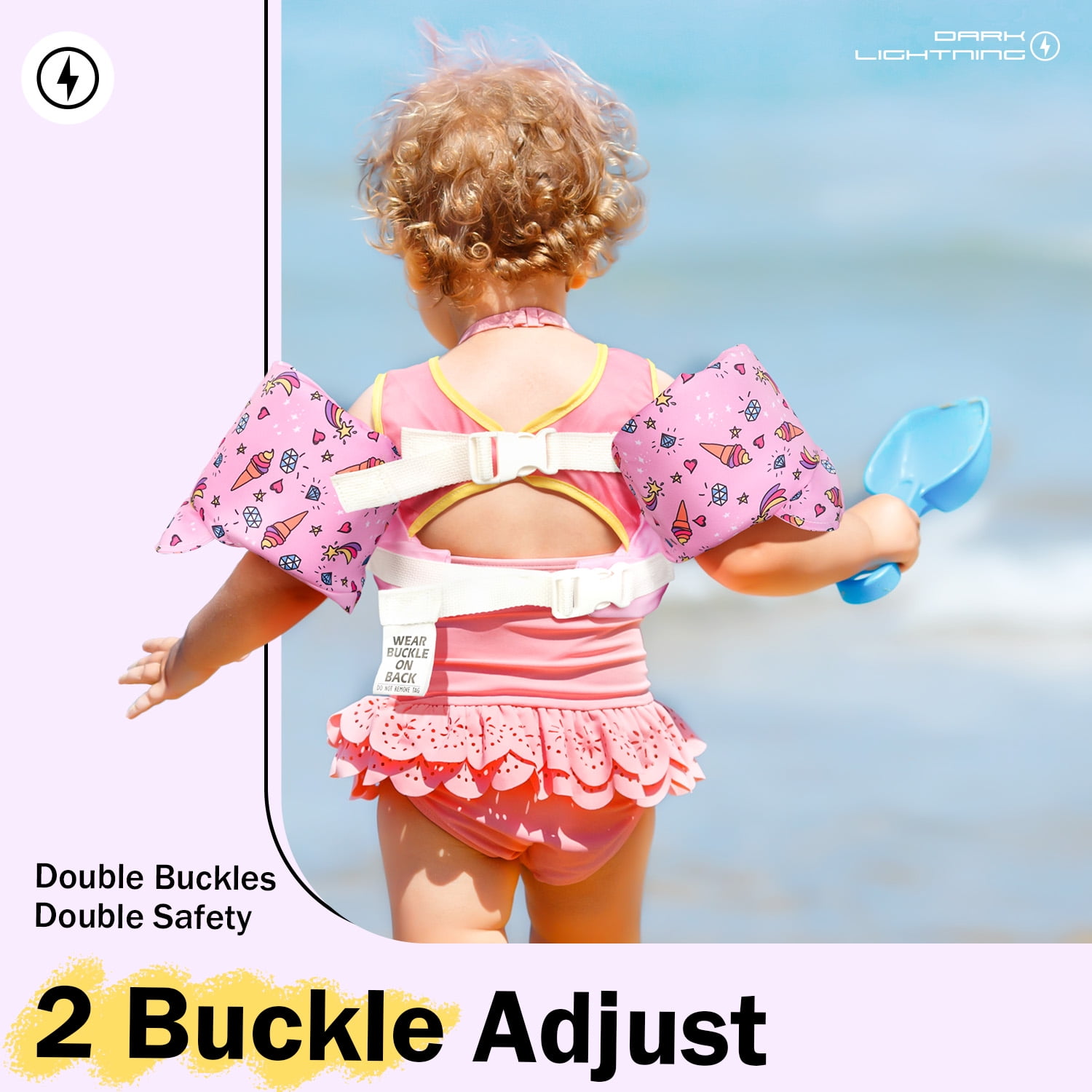 US Coast Guard (USCG) Approved Life Jacket for Kids, Toddler Swim Vest with Arm Floats for Pool,Shark