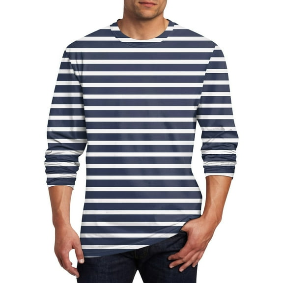 Dgankt Shirts for Men Casual Printing Round Neck Pullover T-Shirt Long Sleeve Tops,Sizes M-5XL