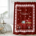 thumbnail image 6 of Red Valentine's Day Shower Curtain Set - 72" x 78" Washable Bathtub Curtain with 12 Hooks, Love Heart Truck Romantic Abstract Art Waterproof Fabric Stall Shower Curtains for Bathroom/Bathtub Décor, 6 of 6