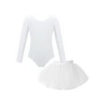thumbnail image 3 of ZDHoor Girls Gymnastics Ballet Dance Dress Long Sleeve Leotard with Tutu Skirt Ballerina Outfit White 3, 3 of 7