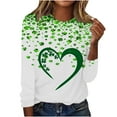 thumbnail image 3 of Feancey 90% Off Clearance Sale Womens Long Sleeve T Shirts Graphic St. Patrick's Day Heart Clover Print Plus Size Tops Holiday Casual Loose Blouse Comfy Crewneck Pullover Tees Green L, 3 of 6