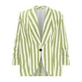 thumbnail image 4 of NaWent Flash Deals Women's Blazer Casual Work office Open Front Striped Blazer Striped 3/4 Sleeve Lightweight Fashion Jacket Green 10(XL), 4 of 5