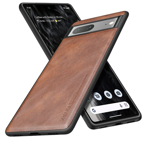 X-level Google Pixel 7 Case, Anti-Scratch Premium PU Leather Soft TPU Bumper Shockproof Protective Phone Cover Case for Google Pixel 7 (Brown)