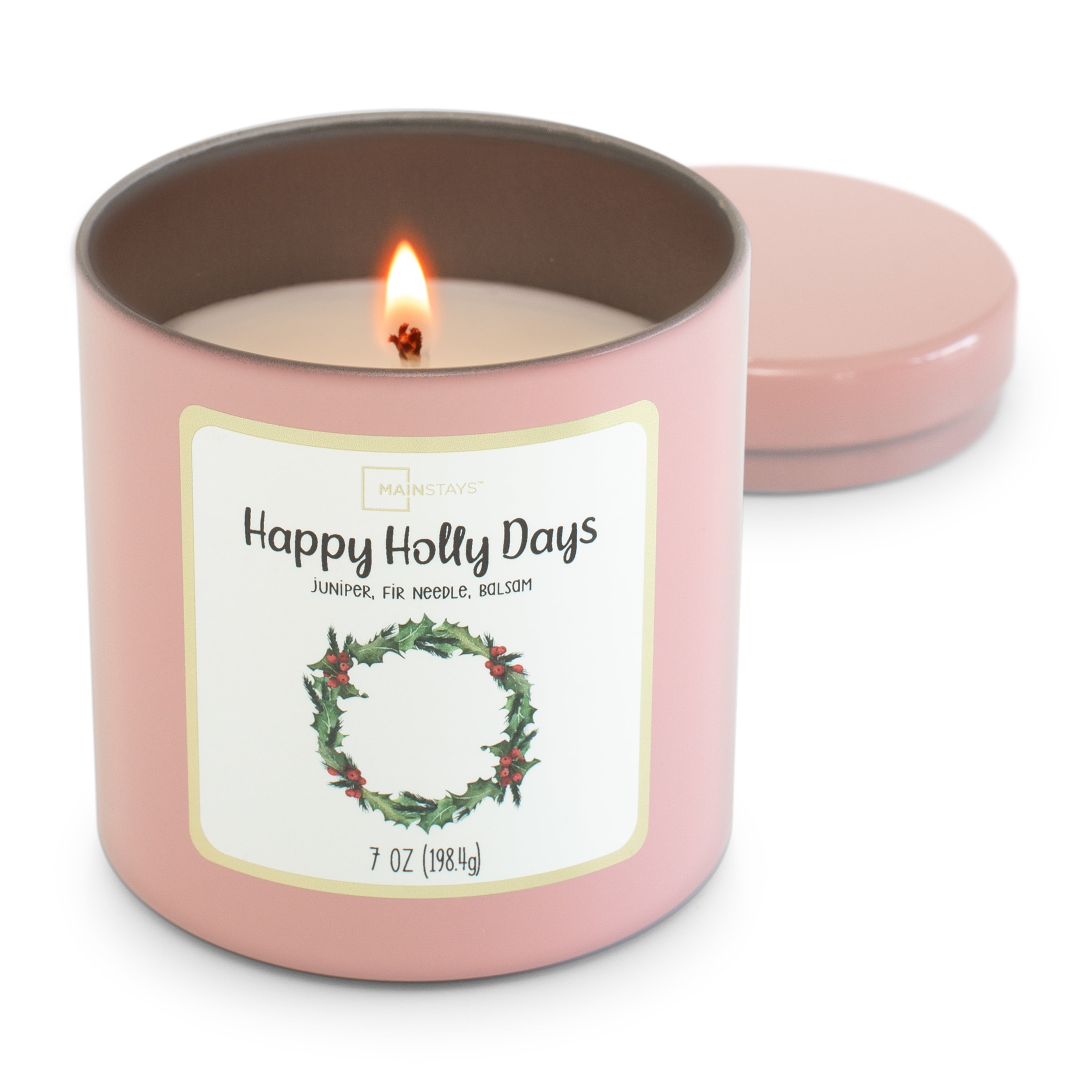 Mainstays Scented Single Wick Tin Candle, Happy Holly Days, 7 oz.
