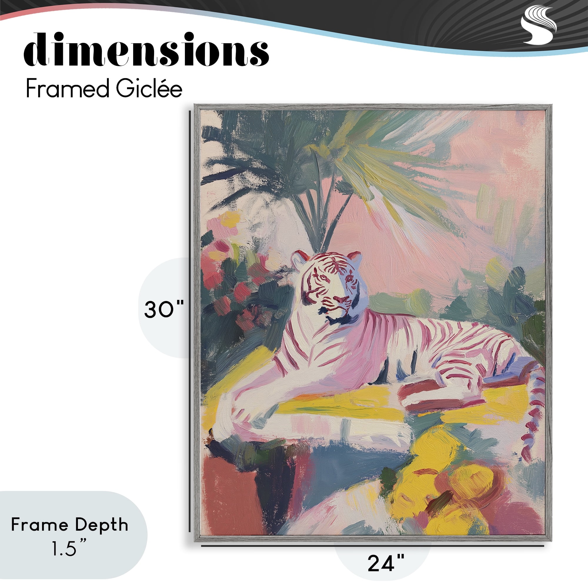 Stupell Industries In The Quiet Shade Tiger Gray Framed Giclee Art, design by Svetlana Aleynikova