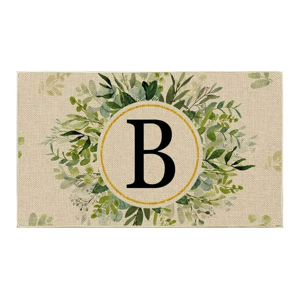 Felpudos con letras para puerta delantera, decoración Floral, felpudos con iniciales, entrada al aire libre, decoración de apellidos para el hogar, interior y exterior