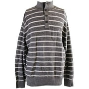 nautica heather grey striped button mock neck sweater xxl