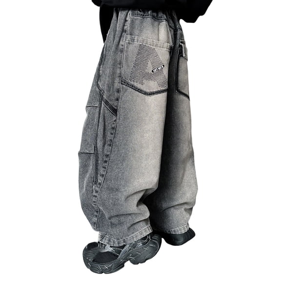 Teen Boys Denim Pants Jogger Pants ForBoys Elastic High Waisted Straight with Pocket Classic Fit Casual Clothes 10-11 Years