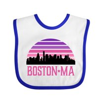 Inktastic Boston Gifts for Kids Retro Skyline Girls Baby Bib