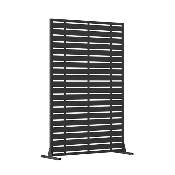 Freestanding Outdoor Privacy Screen - Black Resin & Steel Panel Divider for Patio, Garden, Balcony (70.7"L X 15.8"W), Weather-Resistant