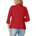 thumbnail image 6 of JWD Women's Slim Fit 3/4 Sleeve Notched Lapel Blazer - One Button Business Office Jacket with Pockets Red 8, 6 of 6