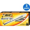 BIC Round Stic Xtra Life Ballpoint Pen, Stick, Medium 1 mm, Black Ink, Translucent Black Barrel, Dozen