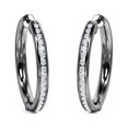 thumbnail image 1 of JeenMata Deslumbrantes Aros de Eternidad de Diamantes de Talla Brillante Redondos de 0,8 Quilates con Canal Pavé en Baño de Oro Negro de 18 K sobre Plata, 1 of 4