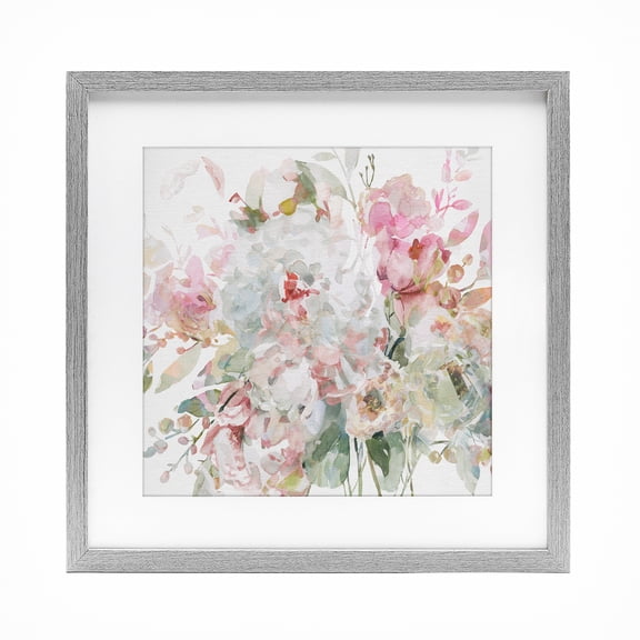Stupell Industries Farmhouse Romantic Pastel Blossoms Gray Framed Print Under Glass, 16 x 16, by Carol Robinson