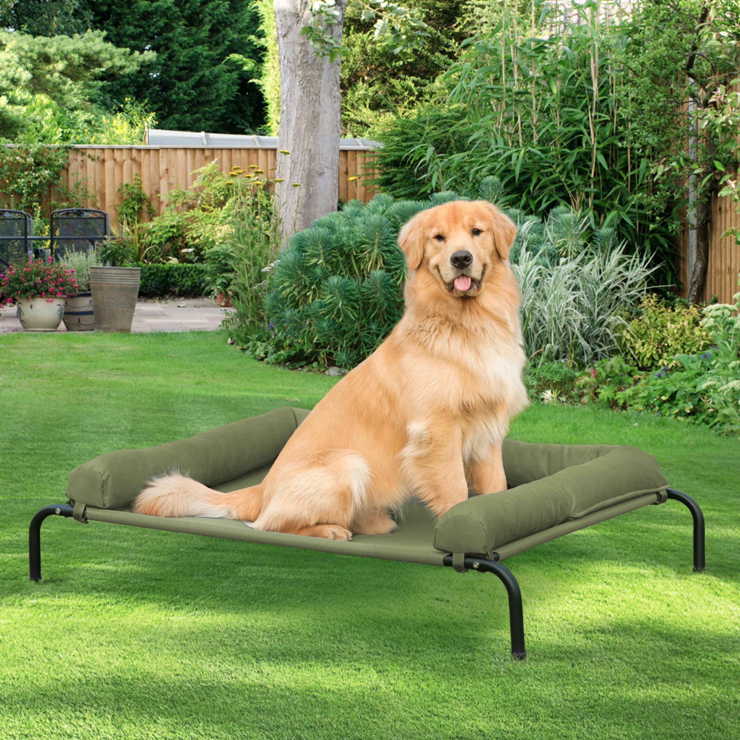 Elevated Dog Bed  Outdoor Raised Beds Medium Waterproof Dogs W/breathable Mesh Pet W/portable Removable Bolster