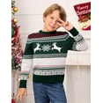 thumbnail image 3 of Family Christmas Sweater, Crew Neck Reindeer Snowflakes Knitted Pullover for Kids, Green, Size 160, 3 of 6