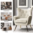 thumbnail image 2 of HULALA HOME Eusebio Modern Velvet  Accent Chair with Tufted Wingback for Living Room Set of 2 by  Wingback Chairs TAN, 2 of 5