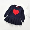 thumbnail image 2 of Odeerbi Toddler Girls Spring Fall Sweater Dress Cute Valentine's Day Cotton Knit Dresses Fashion Heart Printed Round Neck Long Sleeve Pleated Dress Toddler Girls Clothes, 2 of 7