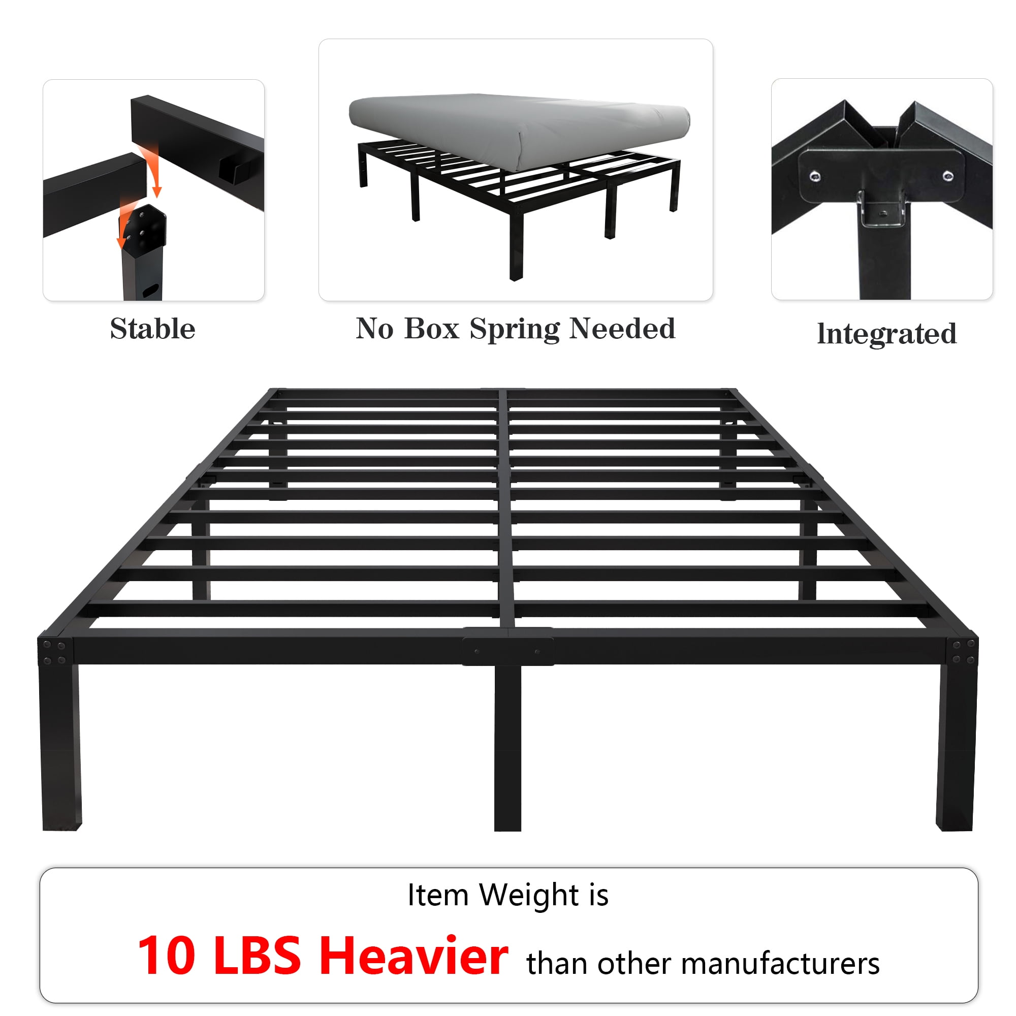 yookare 14" 3500Lbs Heavy Duty Metal Foundation Bed Frame,King